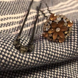 Hair pins silver/grey and opal/gold